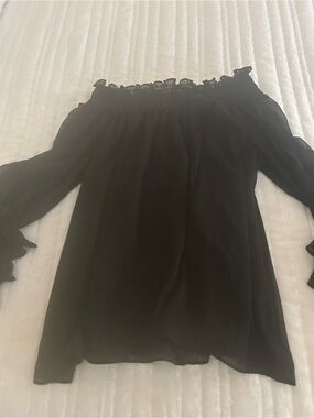 Cece Black Off-Shoulder Ruffle Blouse - Women Tops